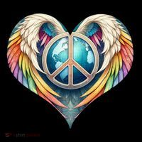 Peace Love Heart Angel And Earth In Rainbow Colors Gift 7-Panel Snapback Hat