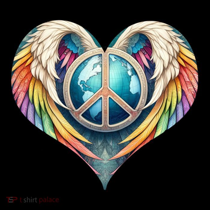 Peace Love Heart Angel And Earth In Rainbow Colors Gift 7-Panel Snapback Hat