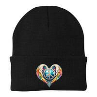 Peace Love Heart Angel And Earth In Rainbow Colors Gift Beanie