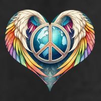 Peace Love Heart Angel And Earth In Rainbow Colors Gift Beanie