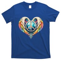 Peace Love Heart Angel And Earth In Rainbow Colors Gift T-Shirt