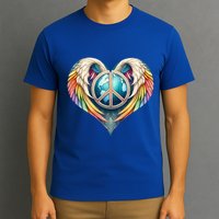 Peace Love Heart Angel And Earth In Rainbow Colors Gift T-Shirt