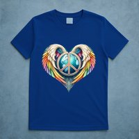 Peace Love Heart Angel And Earth In Rainbow Colors Gift T-Shirt