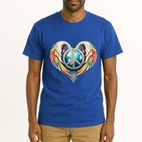 Peace Love Heart Angel And Earth In Rainbow Colors Gift Tall T-Shirt