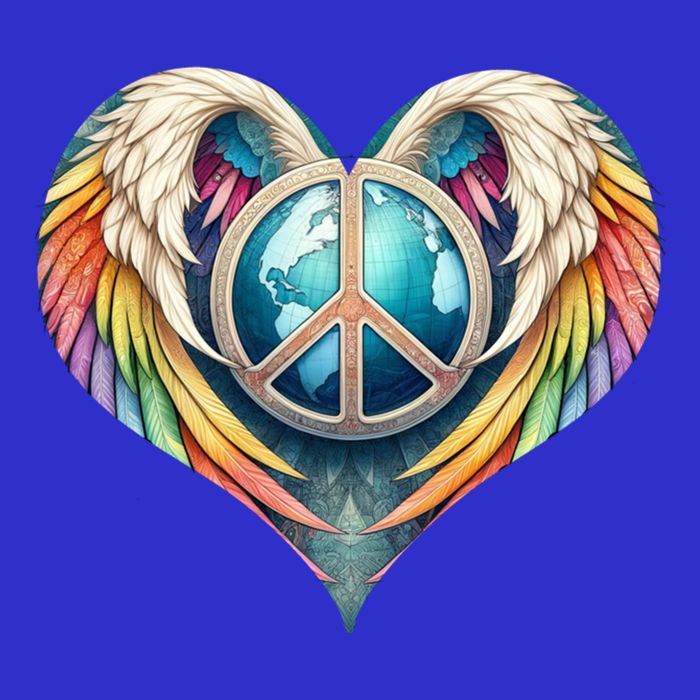 Peace Love Heart Angel And Earth In Rainbow Colors Gift Tall T-Shirt