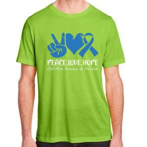 Peace Love Hope Abuse Awareness Month Ribbon Support Meaningful Gift Adult ChromaSoft Performance T-Shirt