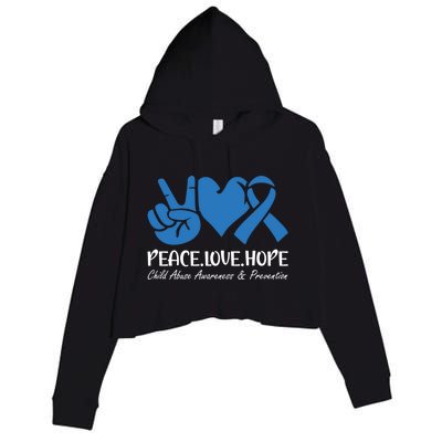 Peace Love Hope Abuse Awareness Month Ribbon Support Meaningful Gift Crop Fleece Hoodie