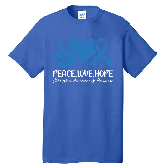 Peace Love Hope Abuse Awareness Month Ribbon Support Meaningful Gift Tall T-Shirt