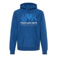 Peace Love Hope Abuse Awareness Month Ribbon Support Meaningful Gift Premium Hoodie