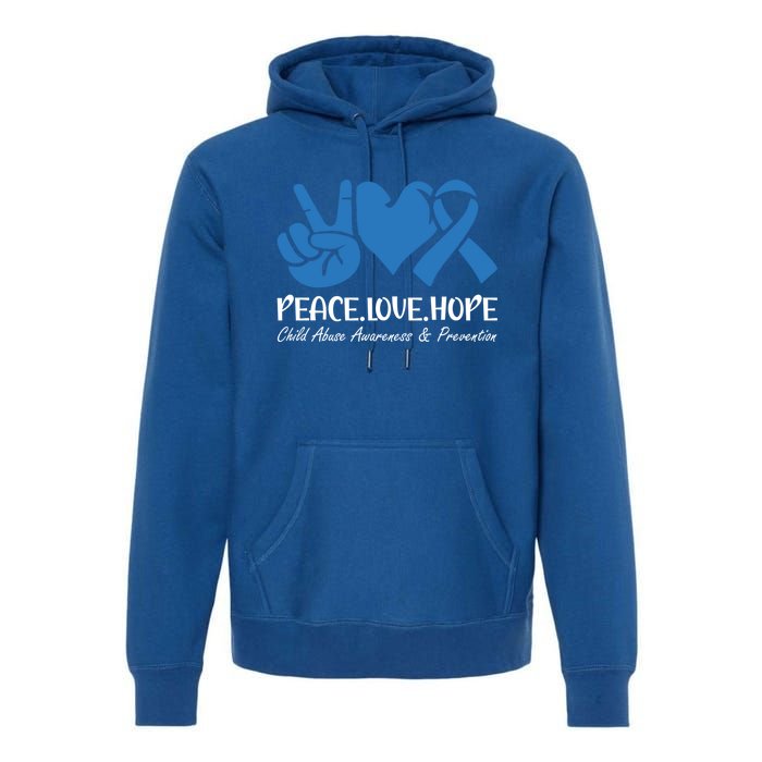 Peace Love Hope Abuse Awareness Month Ribbon Support Meaningful Gift Premium Hoodie