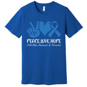 Peace Love Hope Abuse Awareness Month Ribbon Support Meaningful Gift Premium T-Shirt