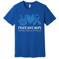 Peace Love Hope Abuse Awareness Month Ribbon Support Meaningful Gift Premium T-Shirt