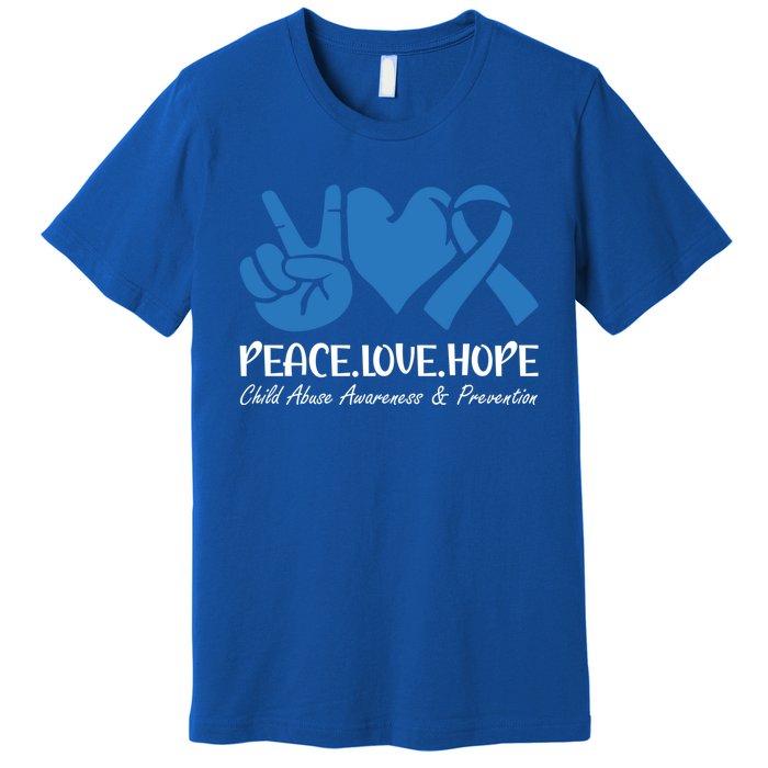 Peace Love Hope Abuse Awareness Month Ribbon Support Meaningful Gift Premium T-Shirt