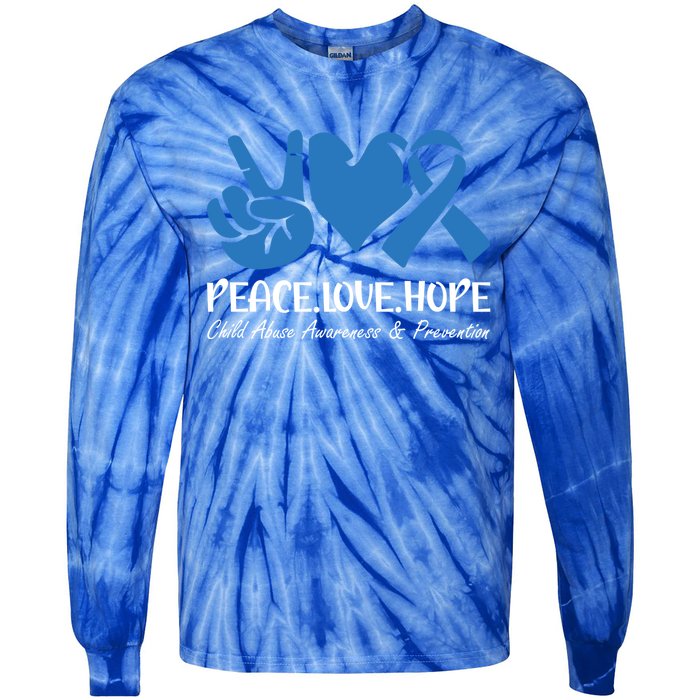 Peace Love Hope Abuse Awareness Month Ribbon Support Meaningful Gift Tie-Dye Long Sleeve Shirt