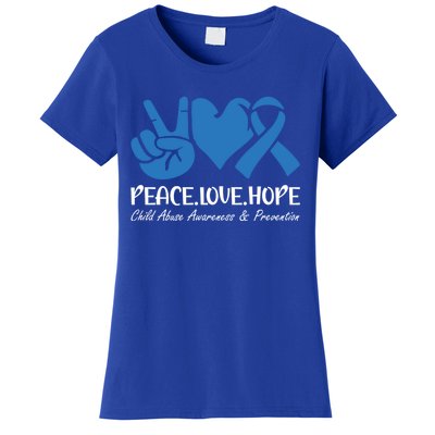 Peace Love Hope Abuse Awareness Month Ribbon Support Meaningful Gift Women's T-Shirt