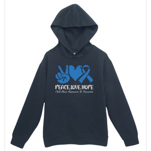 Peace Love Hope Abuse Awareness Month Ribbon Support Meaningful Gift Urban Pullover Hoodie