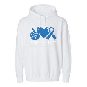 Peace Love Hope Abuse Awareness Month Ribbon Support Meaningful Gift Garment-Dyed Fleece Hoodie