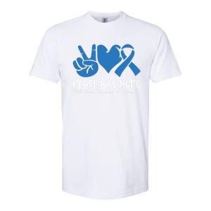 Peace Love Hope Abuse Awareness Month Ribbon Support Meaningful Gift Softstyle CVC T-Shirt