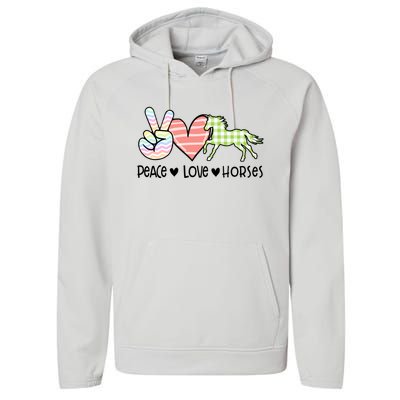 Peace Love Horses Gift Performance Fleece Hoodie