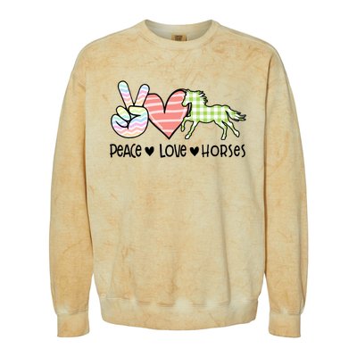 Peace Love Horses Gift Colorblast Crewneck Sweatshirt