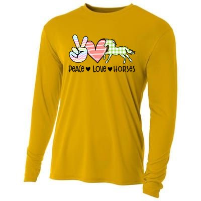 Peace Love Horses Gift Cooling Performance Long Sleeve Crew