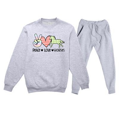 Peace Love Horses Gift Premium Crewneck Sweatsuit Set