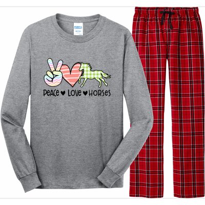 Peace Love Horses Gift Long Sleeve Pajama Set