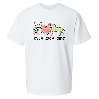 Peace Love Horses Gift Sueded Cloud Jersey T-Shirt