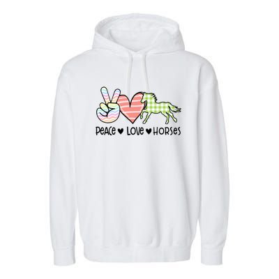 Peace Love Horses Gift Garment-Dyed Fleece Hoodie