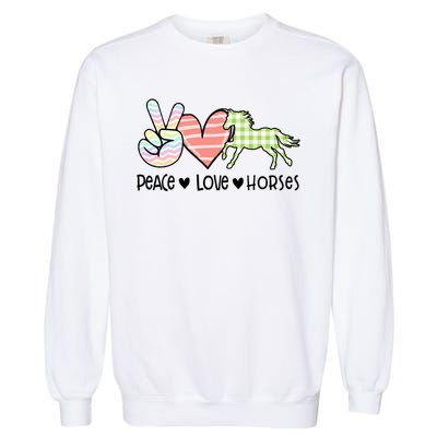 Peace Love Horses Gift Garment-Dyed Sweatshirt