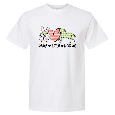 Peace Love Horses Gift Garment-Dyed Heavyweight T-Shirt