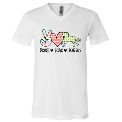 Peace Love Horses Gift V-Neck T-Shirt