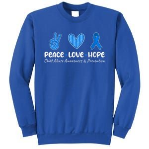 Peace Love Hope Abuse Awareness Prevention Blue Ribbon Gift Sweatshirt