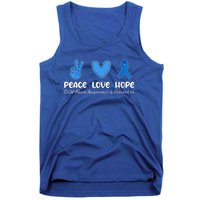 Peace Love Hope Abuse Awareness Prevention Blue Ribbon Gift Tank Top