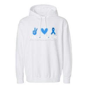 Peace Love Hope Abuse Awareness Prevention Blue Ribbon Gift Garment-Dyed Fleece Hoodie