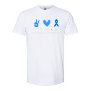 Peace Love Hope Abuse Awareness Prevention Blue Ribbon Gift Softstyle CVC T-Shirt