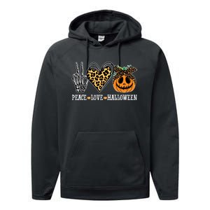 Peace Love Halloween Festive Leopard Performance Fleece Hoodie