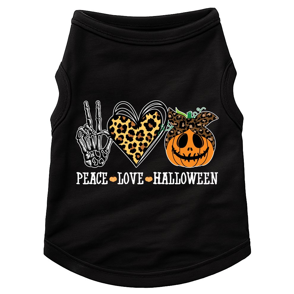 Peace Love Halloween Festive Leopard Doggie Tank
