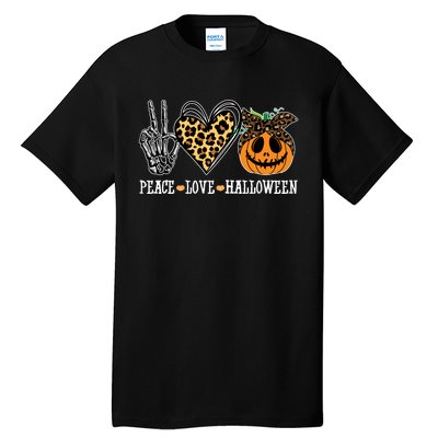 Peace Love Halloween Festive Leopard Tall T-Shirt