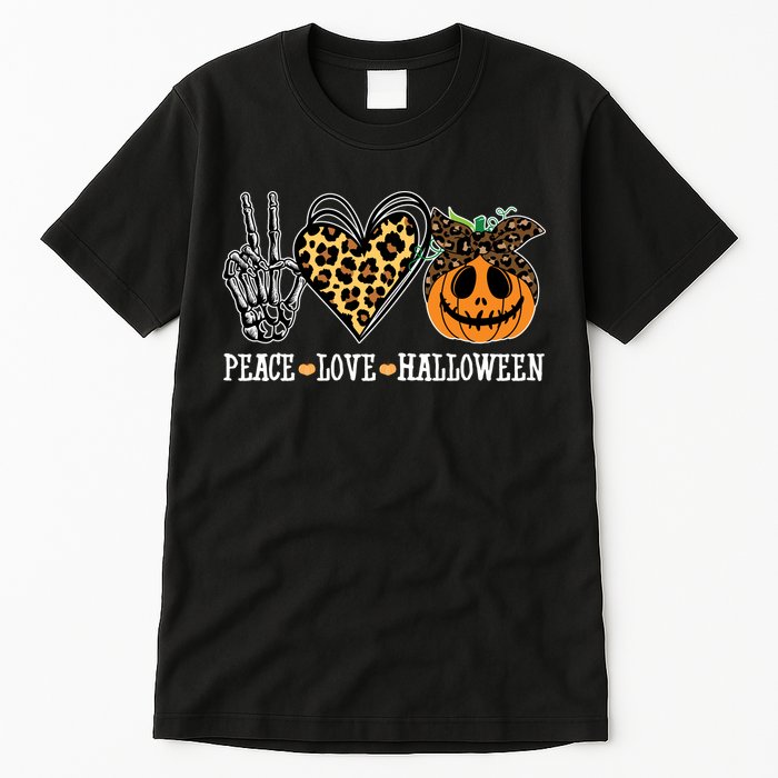 Peace Love Halloween Festive Leopard Tall T-Shirt