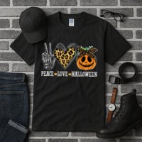 Peace Love Halloween Festive Leopard Tall T-Shirt
