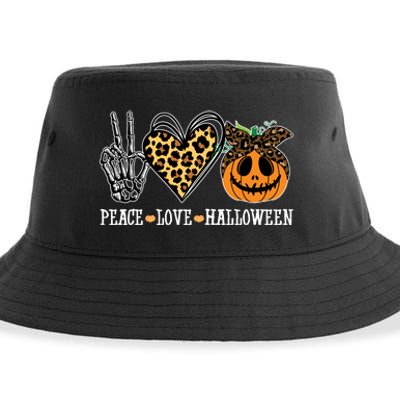 Peace Love Halloween Festive Leopard Sustainable Bucket Hat