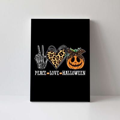 Peace Love Halloween Festive Leopard Canvas