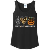 Peace Love Halloween Festive Leopard Ladies Essential Tank