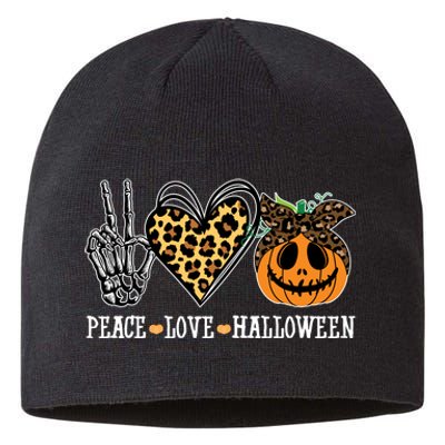 Peace Love Halloween Festive Leopard Sustainable Beanie