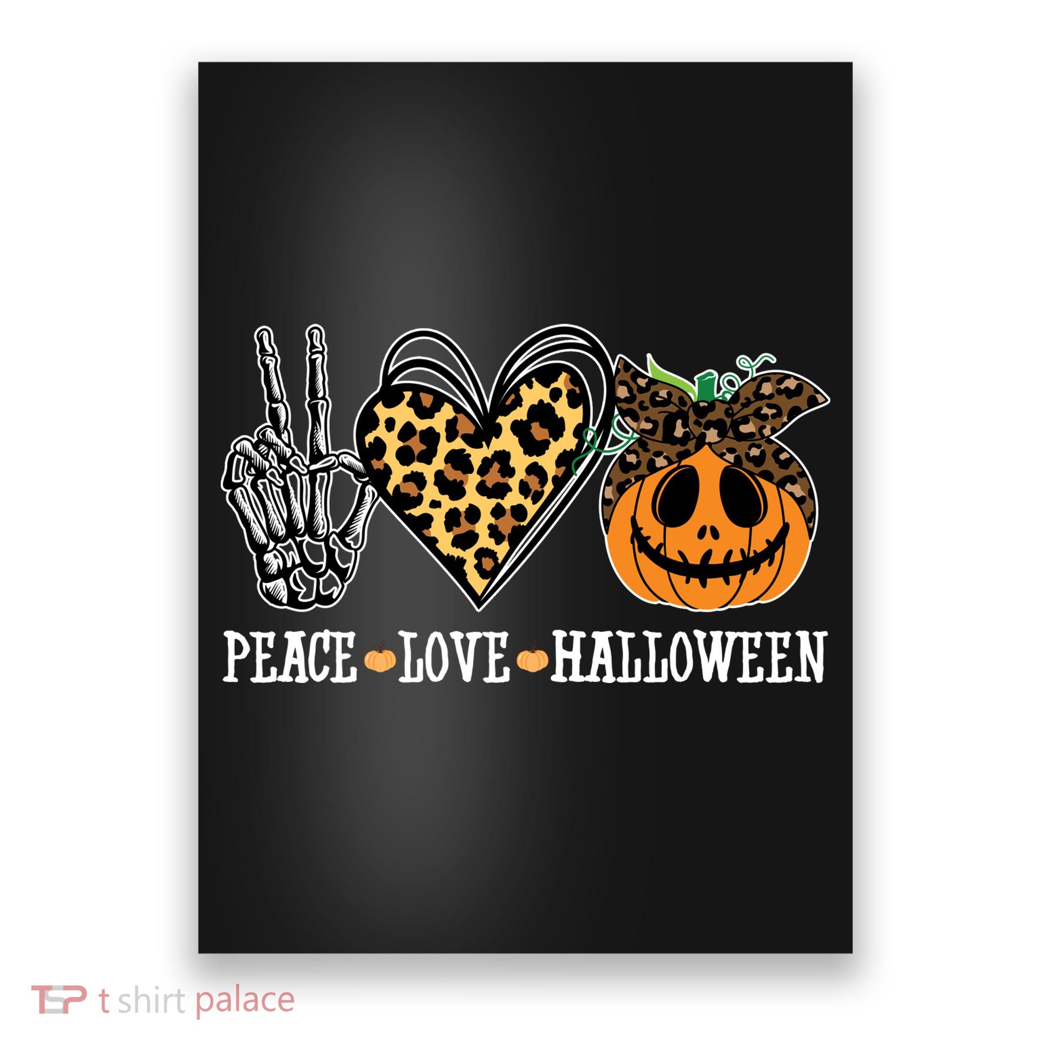 Peace Love Halloween Festive Leopard Poster