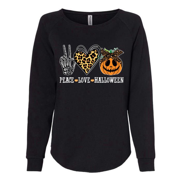 Peace Love Halloween Festive Leopard Womens California Wash Sweatshirt