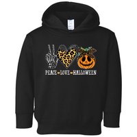 Peace Love Halloween Festive Leopard Toddler Hoodie