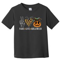 Peace Love Halloween Festive Leopard Toddler T-Shirt