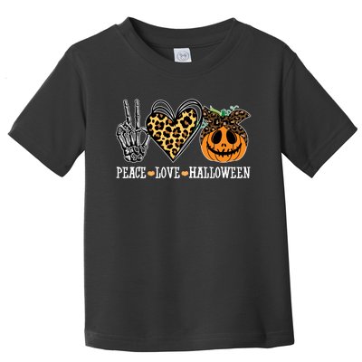 Peace Love Halloween Festive Leopard Toddler T-Shirt